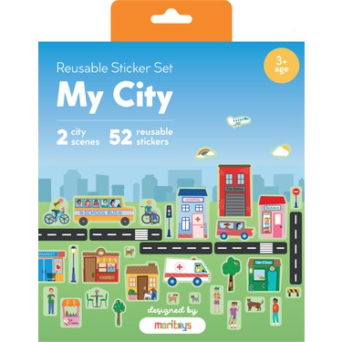 Moritoys - Reusable Sticker Set | My City - Tak Çıkar Çıkartma Oyunu
