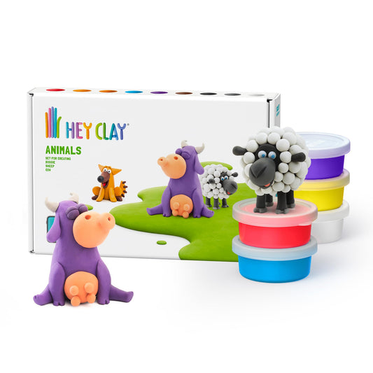 Hey Clay – Hava ile Kuruyan Kil (6’lı Kutu) – Hayvanlar (İnek, Köpek, Koyun)