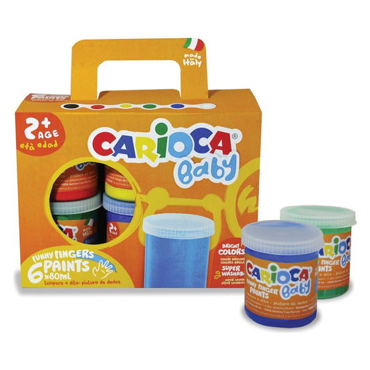 Carioca – Bebek Parmak Boyası (6’lı, 6x80 ml, Süper Yıkanabilir, +2 Yaş)