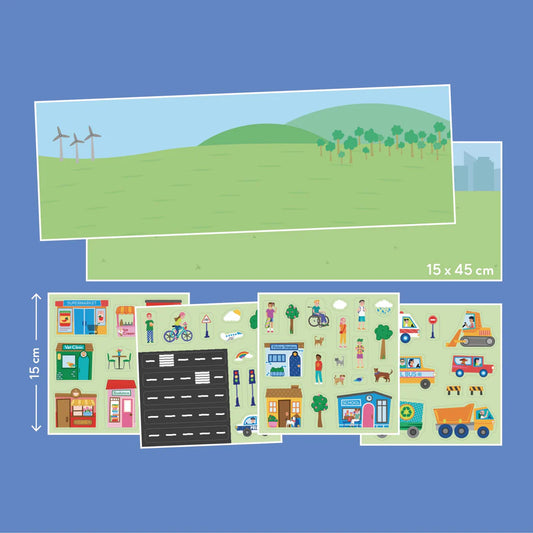 Moritoys – Reusable Sticker Set: My City (Tak Çıkar Çıkartma Oyunu)